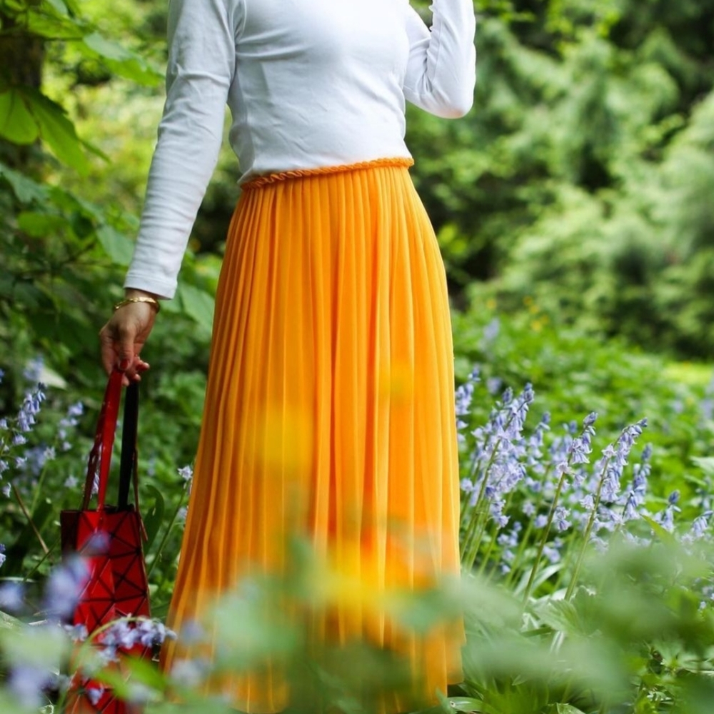 Zara Pleated Yellow Skirt XS